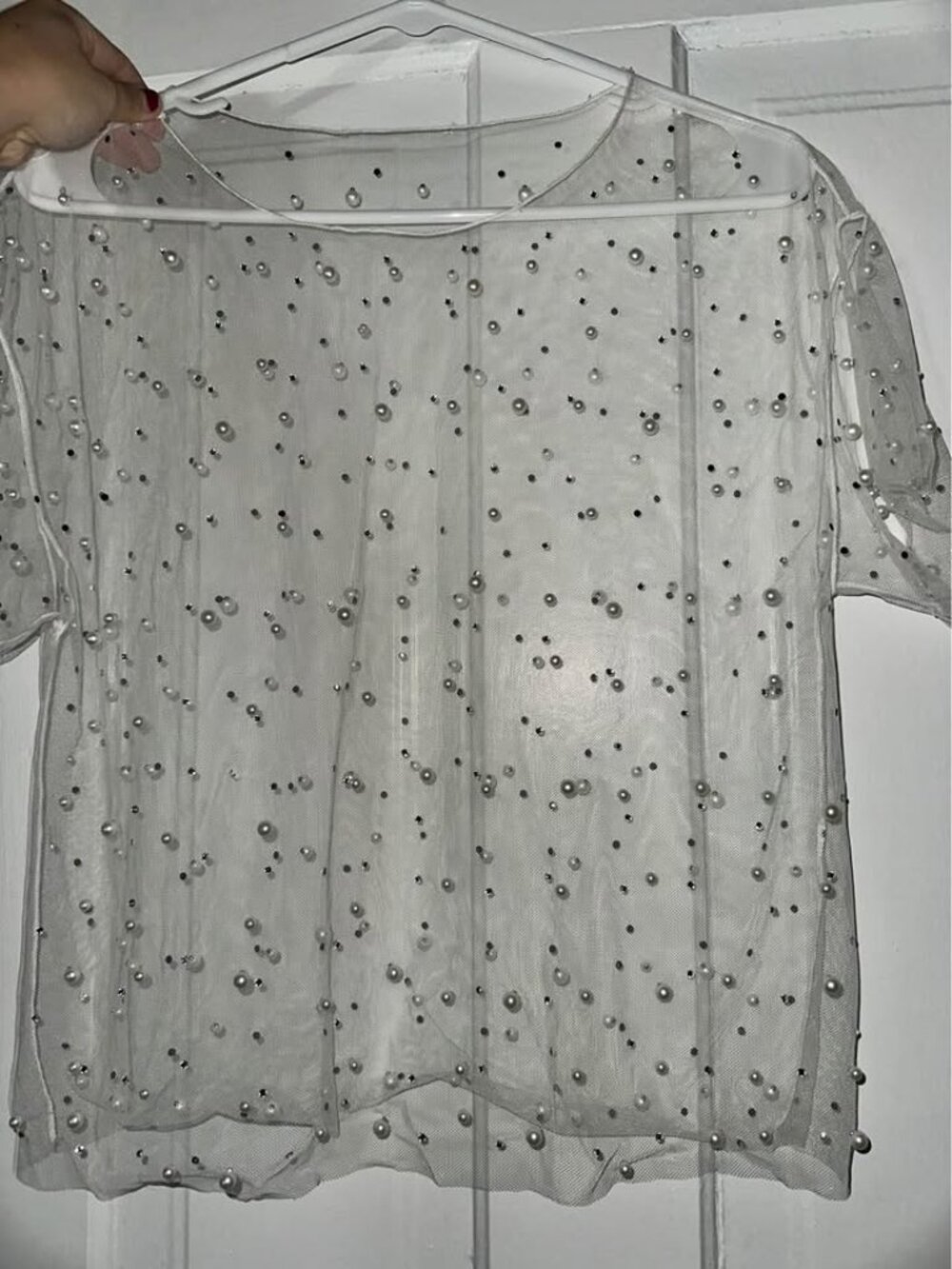 sequin- pearl top